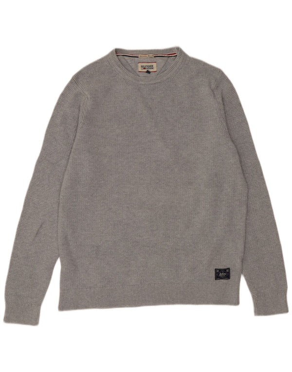 Tommy Hilfiger Jersey de cuello redondo para hombre, talla 2XL, algodón gris