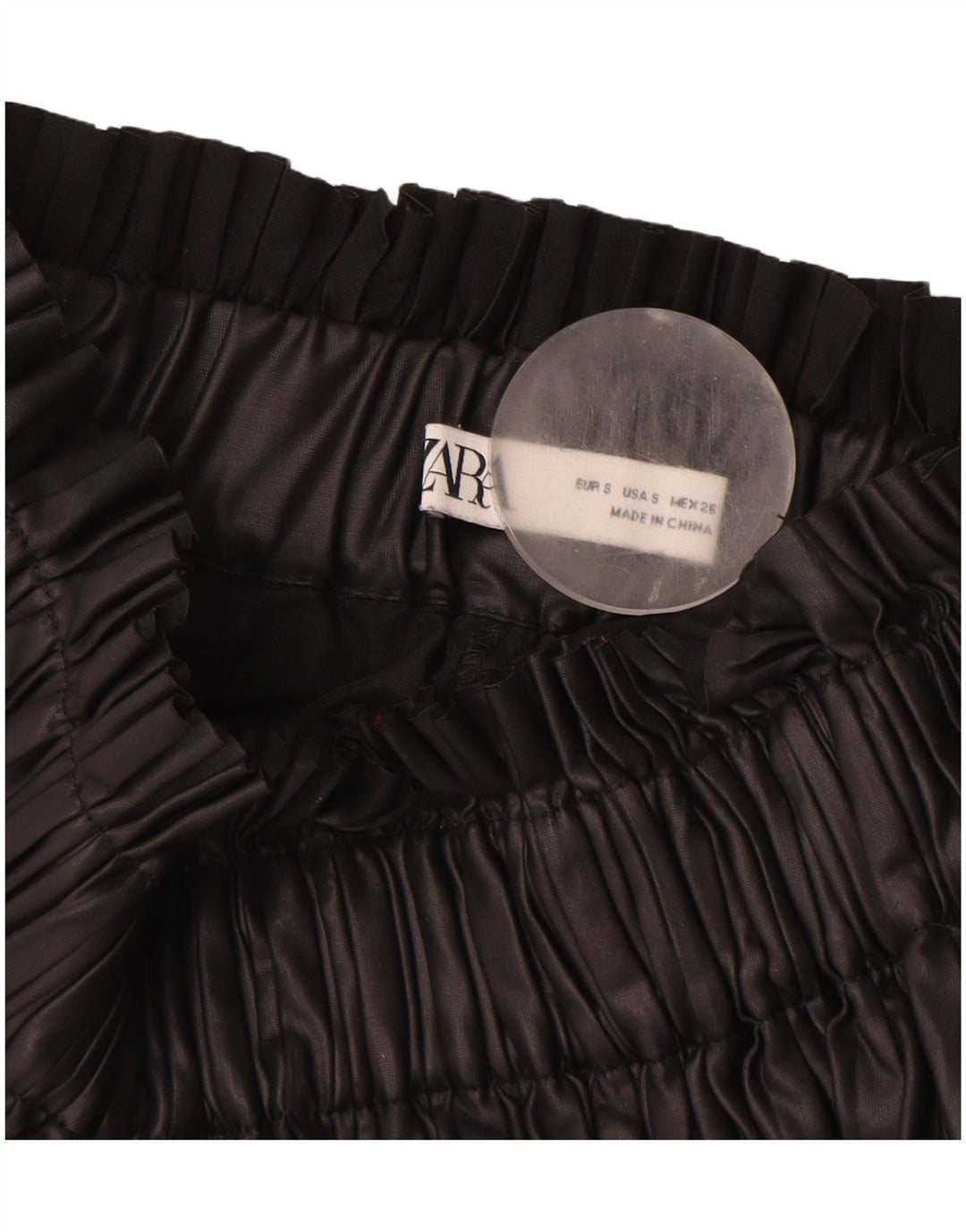 ZARA Mujer Falda Plisada Small W26 Poliéster Negro