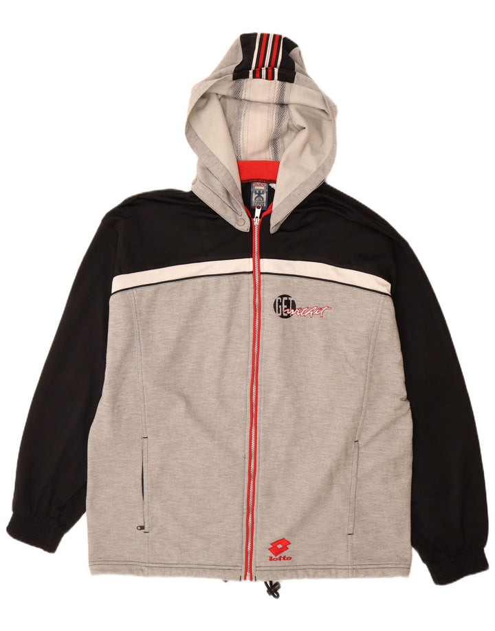 LOTTO Chaqueta superior de chándal con capucha y gráfico para hombre Gris grande Colorblock