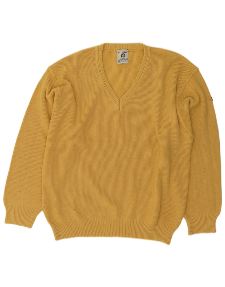 Explorer Jersey con Cuello en V para Hombre IT 50 Lana Amarilla Mediana