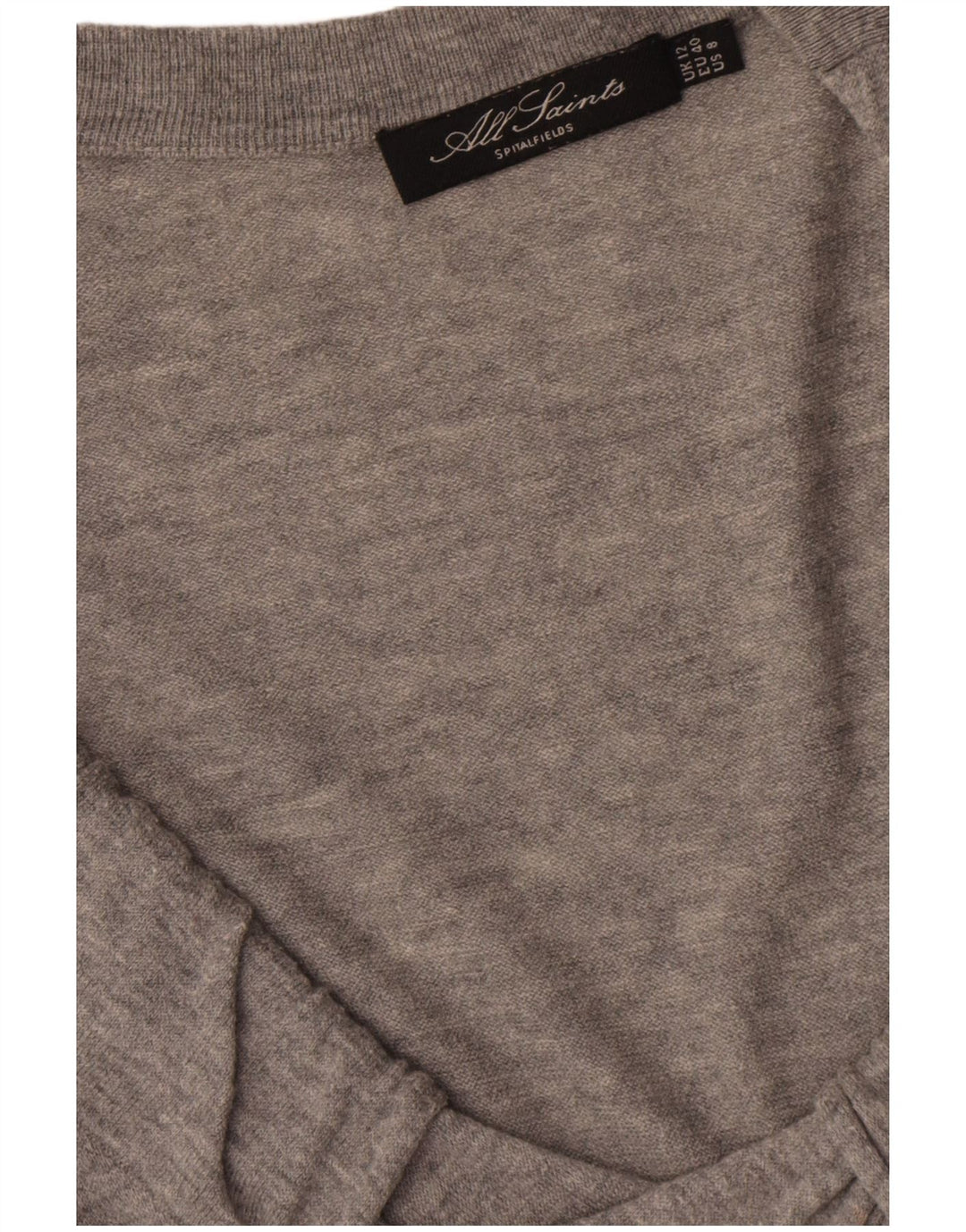 All Saints Vestido tipo jersey de manga larga para mujer UK 40 Lana gris medio