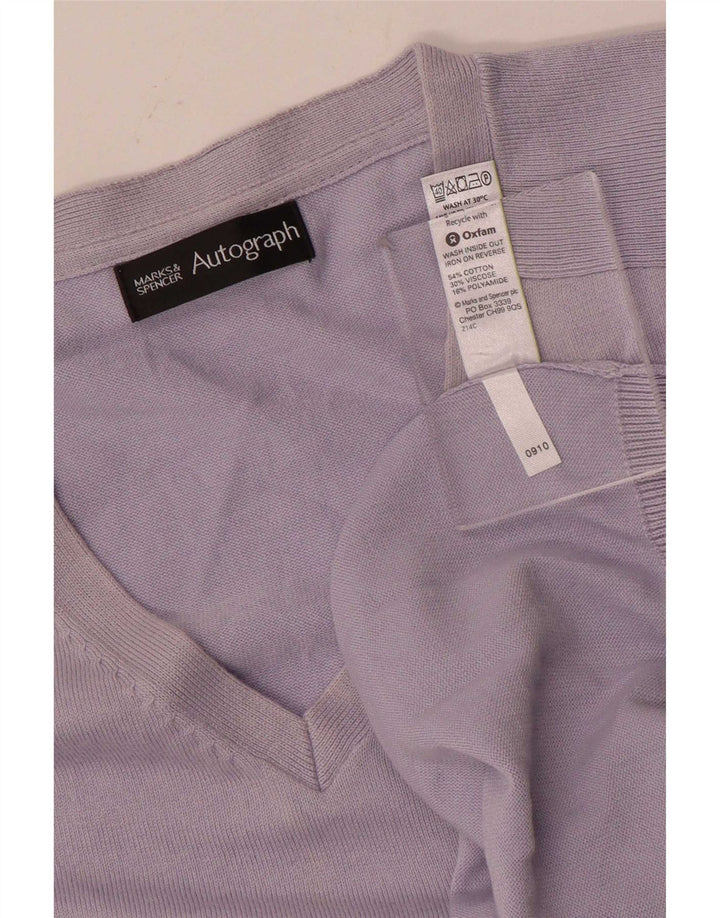 Marks & Spencer Suéter con cuello en V y autógrafo para hombre, talla grande, algodón azul