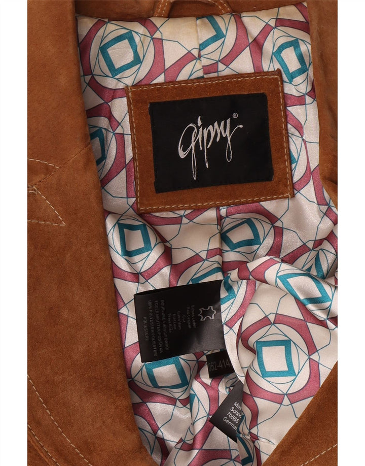 Gipsy Chaqueta Blazer de Ante con 2 Botones para Mujer UK 10 Small Brown Leather
