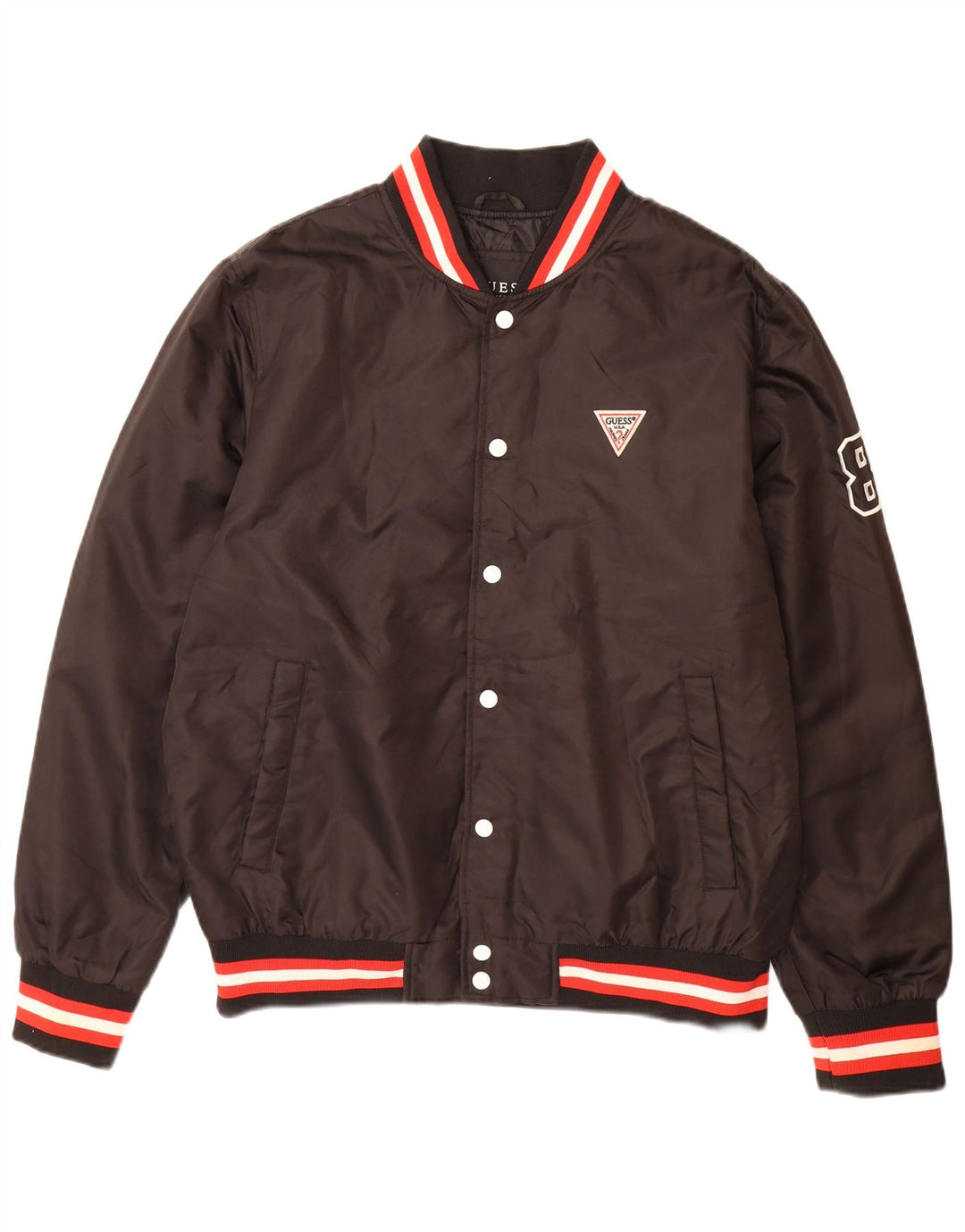 GUESS Mens Graphic Varsity Jacket UK 40 Large Black Nylon