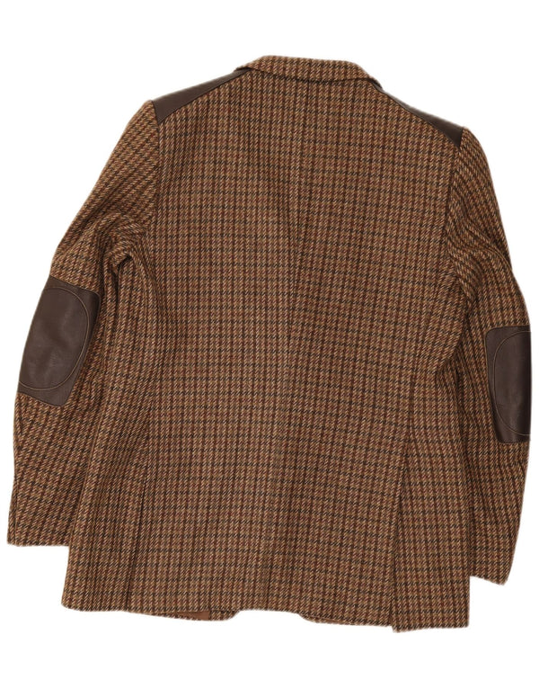 Vintage hombres 2 botones Blazer chaqueta IT 52 XL lana de pata de gallo marrón