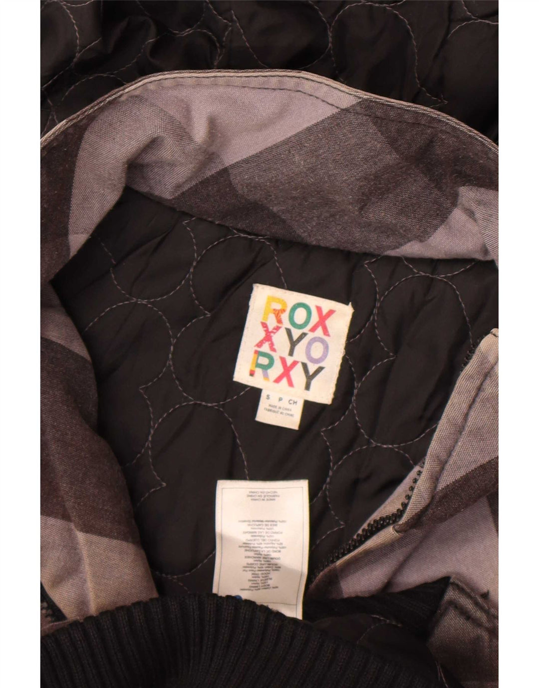 Roxy Chaqueta Bomber con Capucha para Mujer UK 10 Small Grey Check Cotton