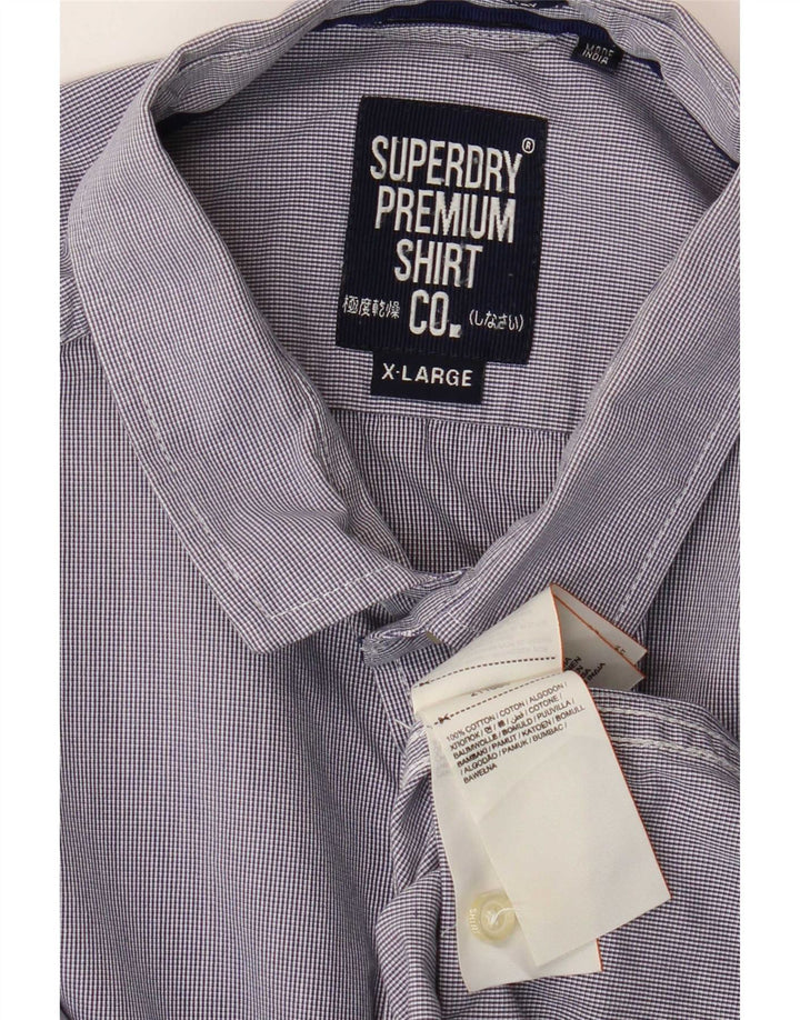 Camisa Superdry Hombre XL Algodón A Rayas Azules