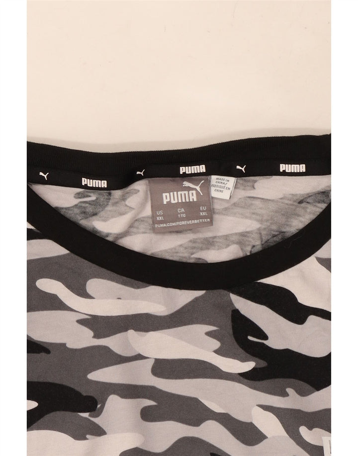 PUMA Camiseta para hombre Top 2XL Gris Camuflaje Algodón