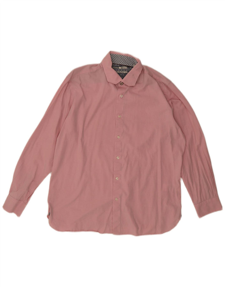 Ted Baker Camisa para hombre Talla 16 1/2 Algodón geométrico rosa grande