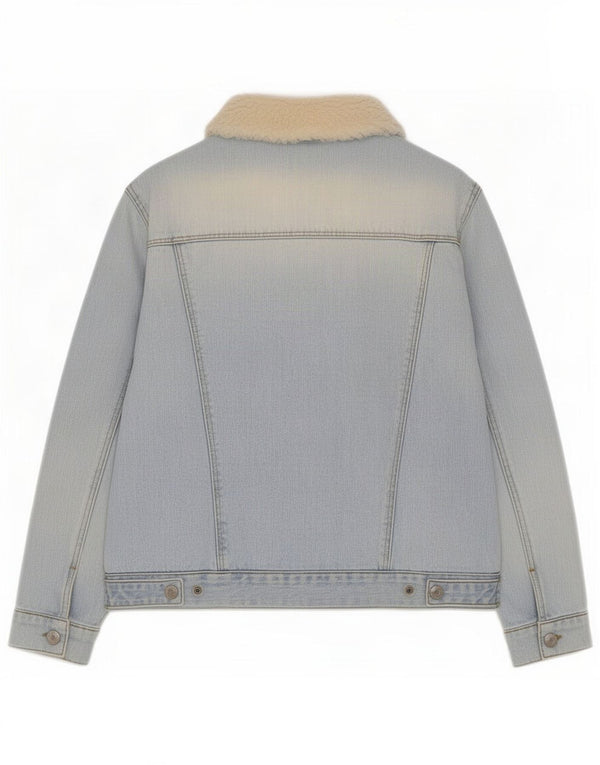 Topshop Chaqueta vaquera Sherpa para mujer UK 10 Small Azul Colorblock Algodón