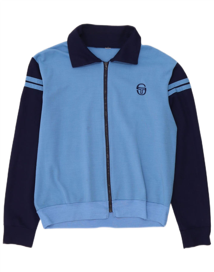 Sergio Tacchini Chaqueta tipo top de chándal de lana azul medio con bloques de color