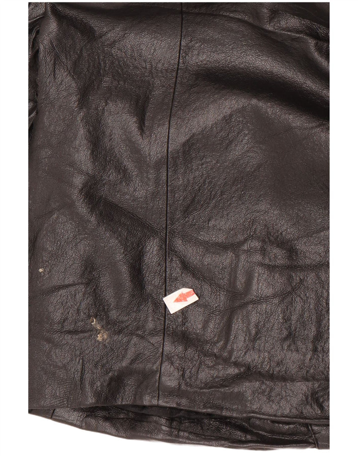 Zara Chaqueta Blazer De Piel Sintética Con 1 Botón Para Mujer UK 44 Medium Black