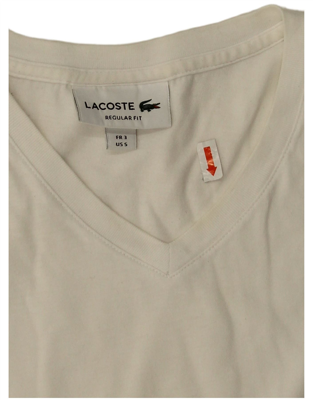 Lacoste Camiseta de corte regular para hombre, talla 3, algodón blanco pequeño