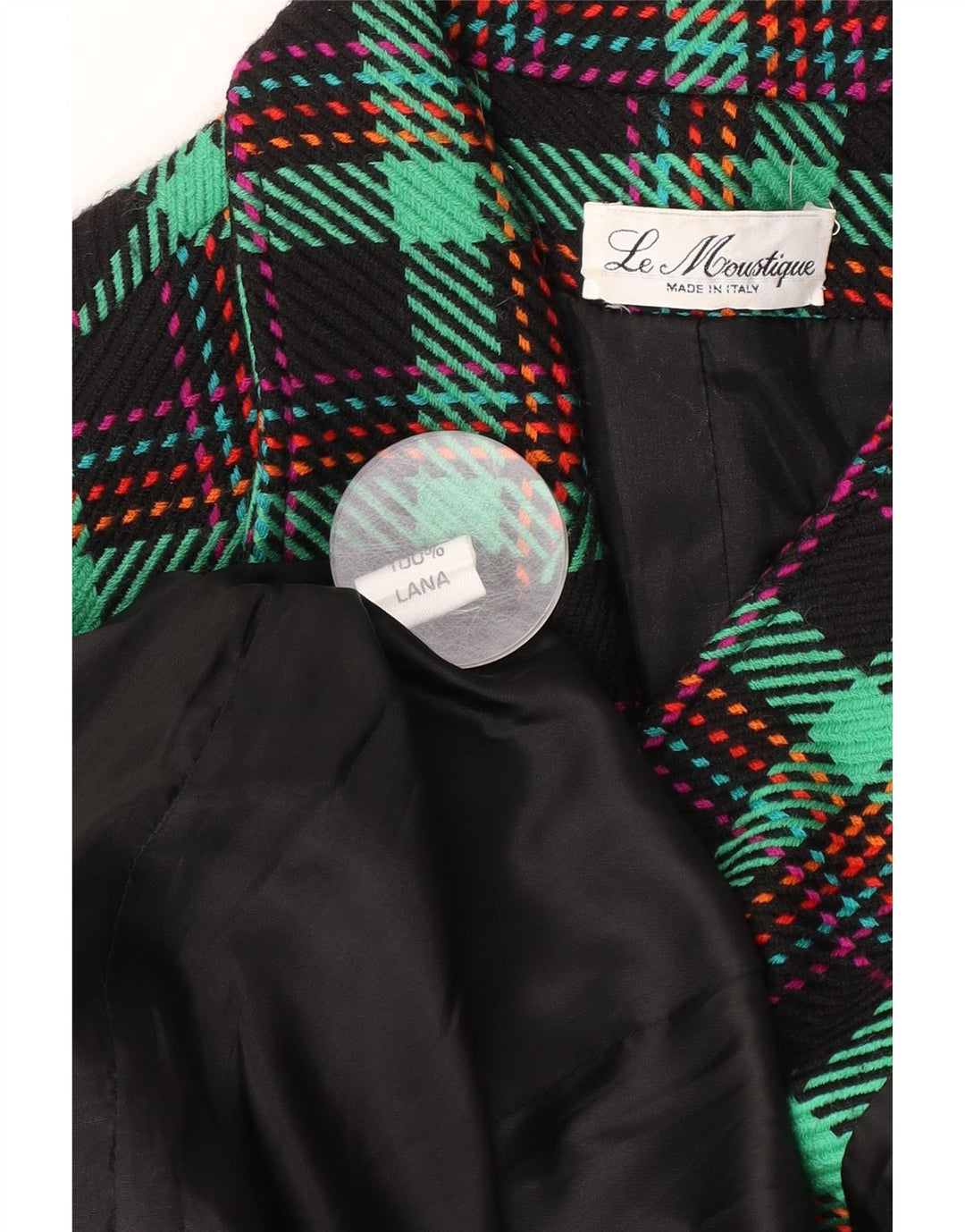 Vintage mujer 2 botones Blazer chaqueta Reino Unido 16 grande verde comprobar lana