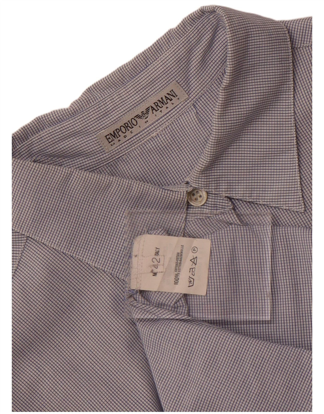 Camisa Emporio Armani Mujer IT 42 Algodón Azul Medio A Cuadros