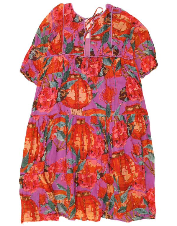 ICONIQUE Vestido escalonado para mujer UK 20 2XL Algodón floral rojo