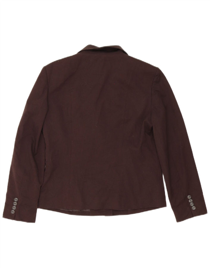 Chaps Chaqueta tipo blazer de 5 botones para mujer, talla 10, poliéster marrón grande