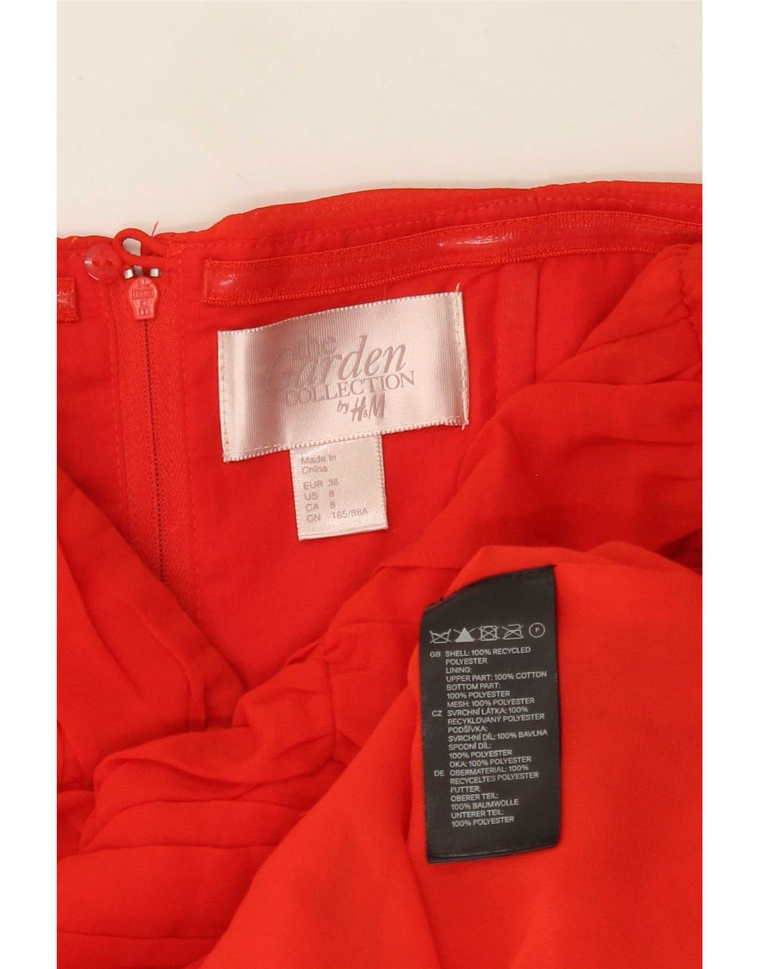 H&M Vestido sin tirantes para mujer EU 38 Poliéster floral rojo mediano