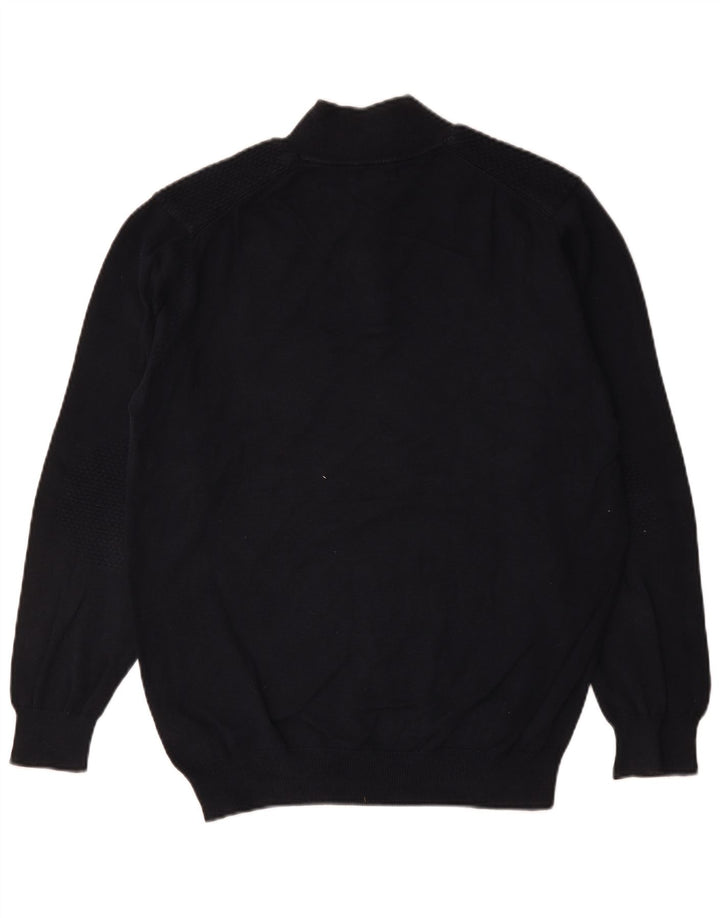 Massimo Dutti Jersey Hombre con Cuello Botones XL Azul Marino Algodón