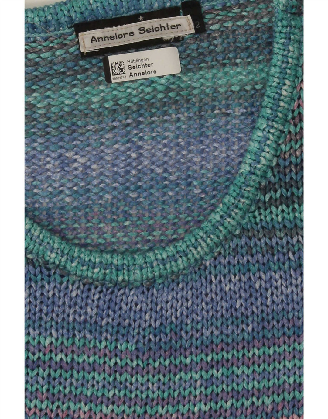 Vintage mujer cuello redondo jersey suéter IT 42 medio multicolor rayas