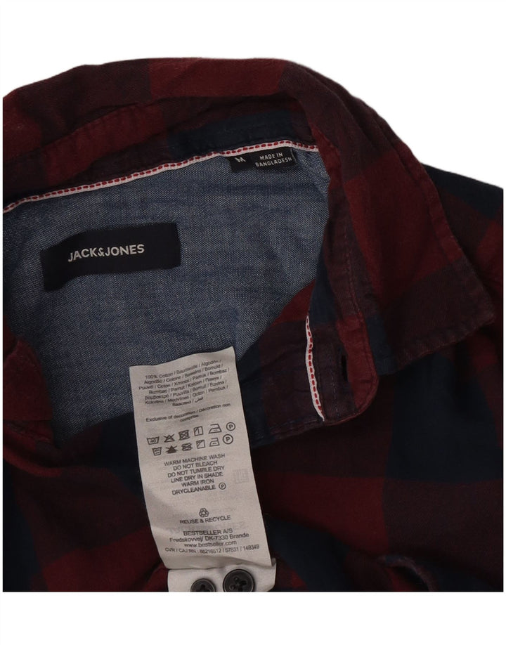 Jack & Jones Hombre Camisa De Franela De Algodón A Cuadros Burdeos Medio