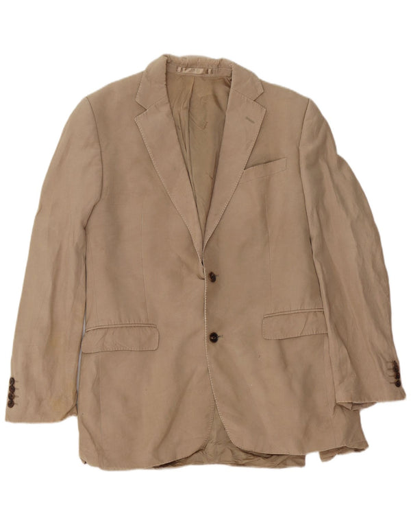 Jaeger Chaqueta tipo blazer de 2 botones para hombre UK 40 Large Seda beige