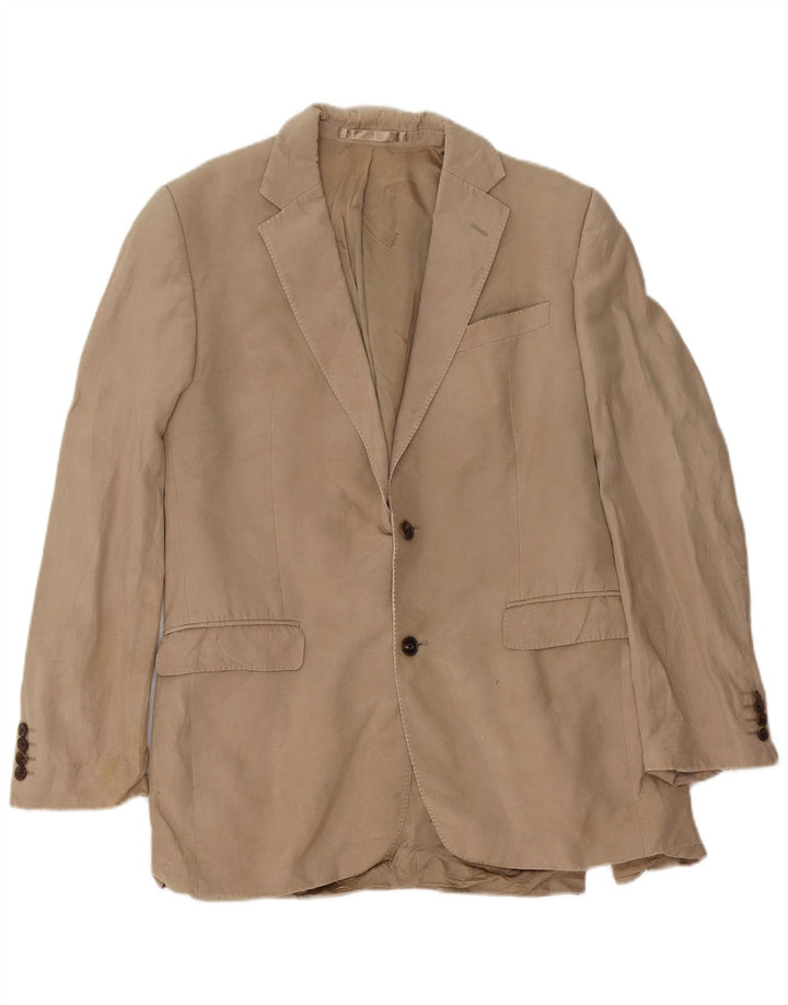 Jaeger Chaqueta tipo blazer de 2 botones para hombre UK 40 Large Seda beige