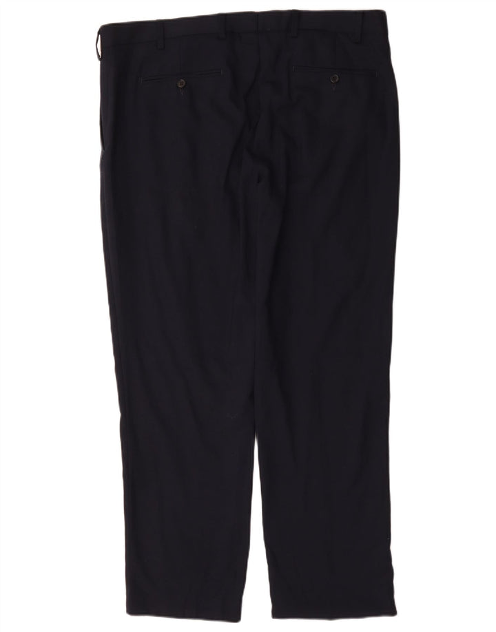 Marks & Spencer Pantalón de traje de corte regular para hombre W38 L29 Lana azul marino
