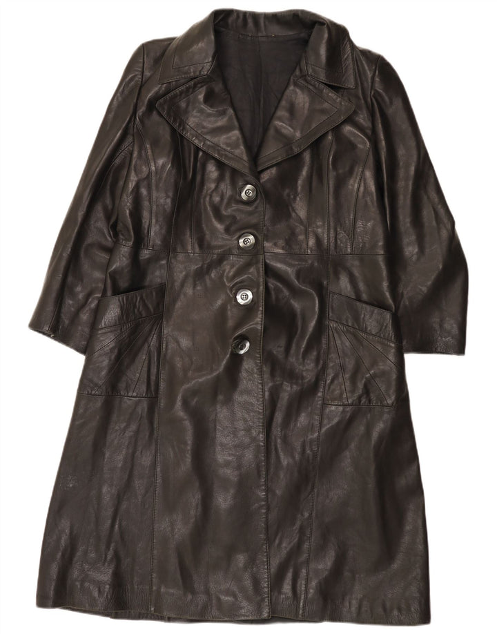 Abrigo de cuero VINTAGE para mujer IT 48 XL Negro