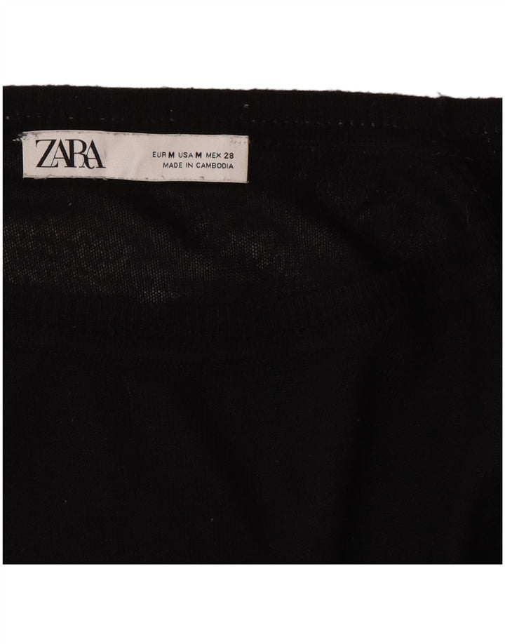 Zara - Jersey con cuello barco para mujer, talla 40, talla M, color negro