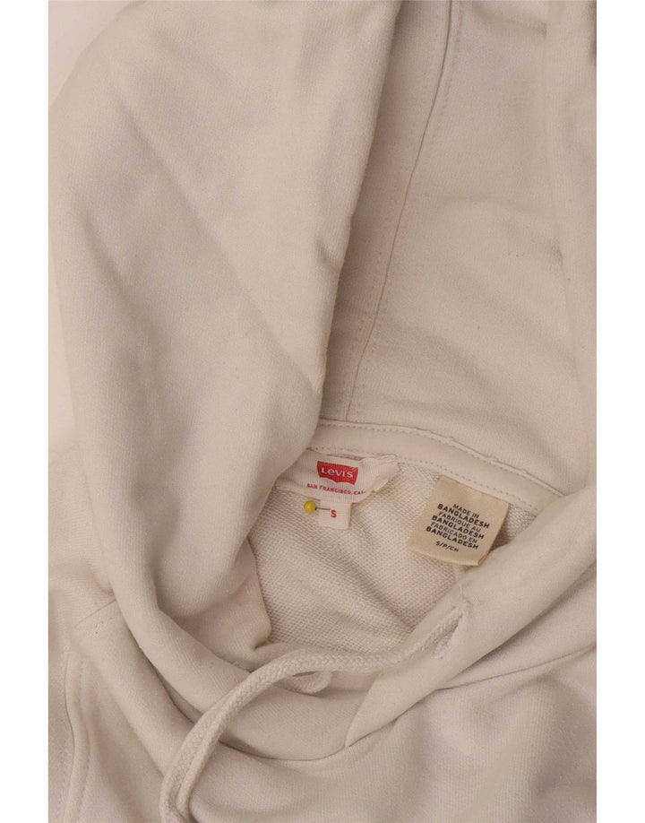 Levi's Jersey con capucha gráfica para hombre, talla pequeña, blanco
