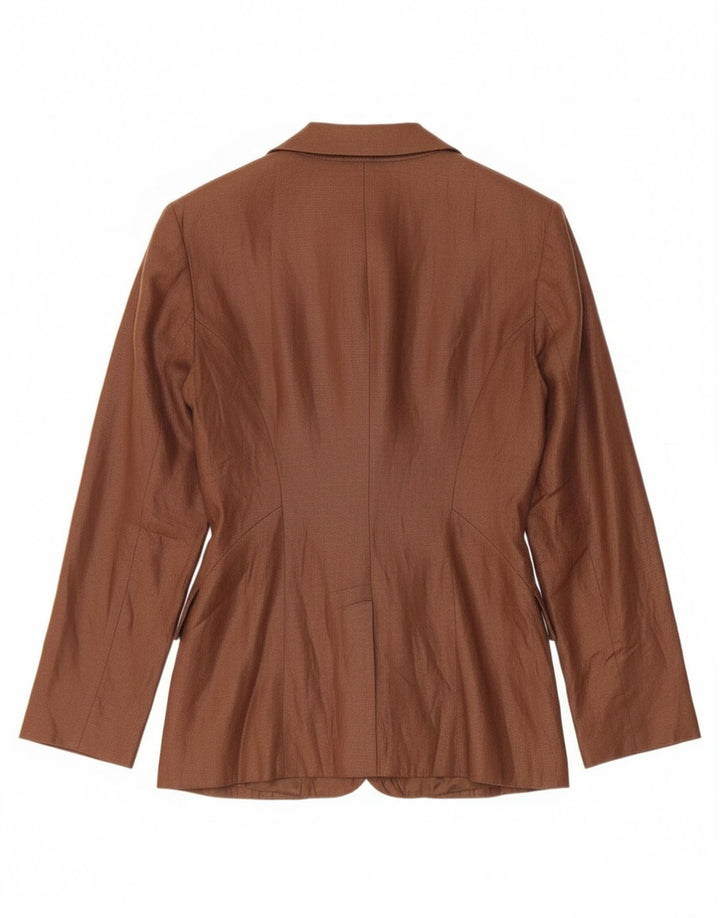 Vintage mujer 3 botones Blazer chaqueta Reino Unido 10 pequeño marrón