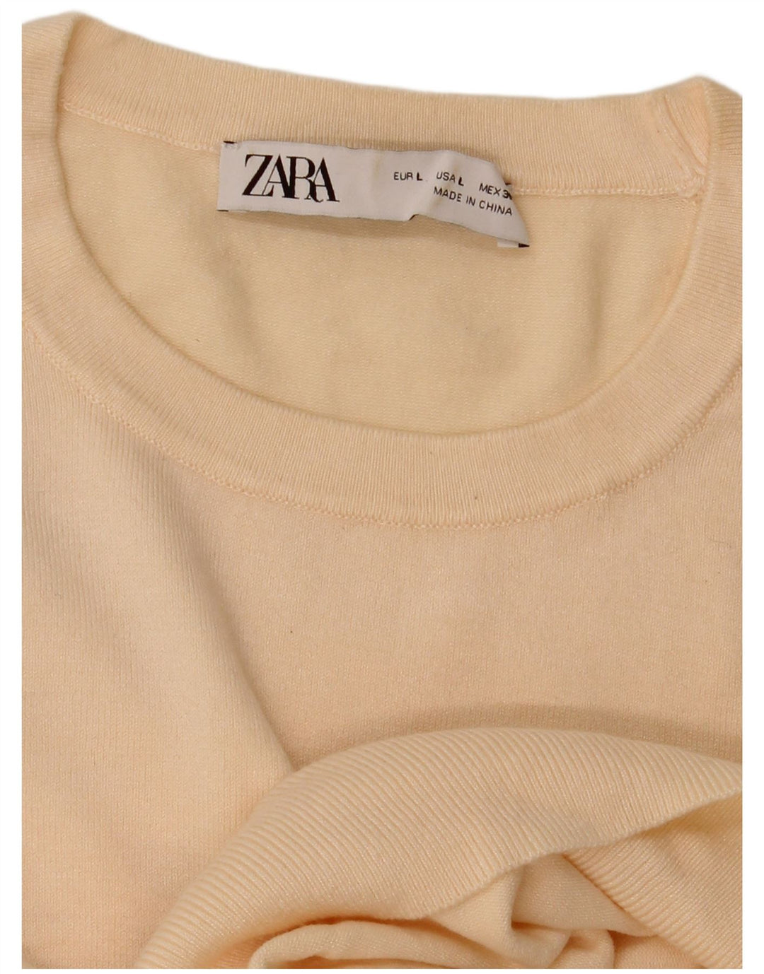 Zara - Jersey con cuello redondo para mujer, talla 40, color blanco roto