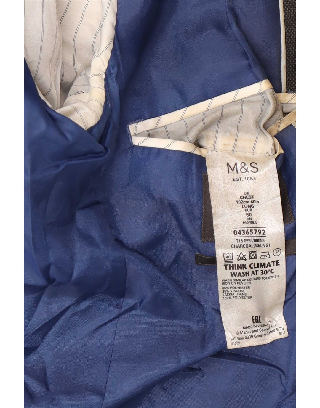 Marks & Spencer Chaqueta tipo blazer larga y entallada con 2 botones para hombre UK 40 Gris medio