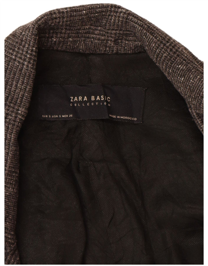 Zara Chaqueta Blazer Extragrande con 1 Botón para Mujer UK 10 Small Grey Houndstooth