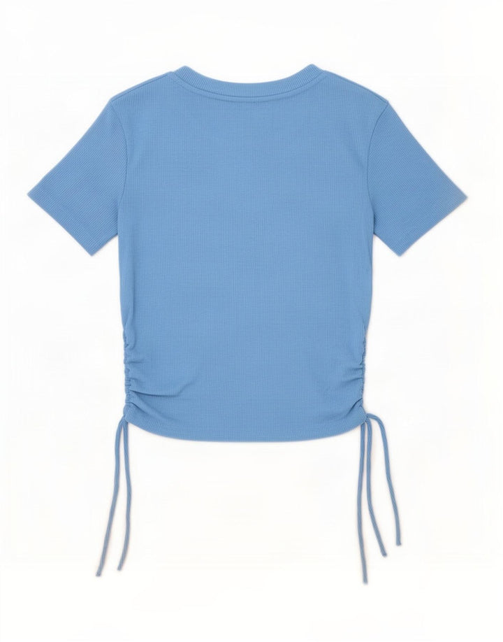 Zara Mujer Crop Camiseta Top UK 8 Small Azul Poliéster