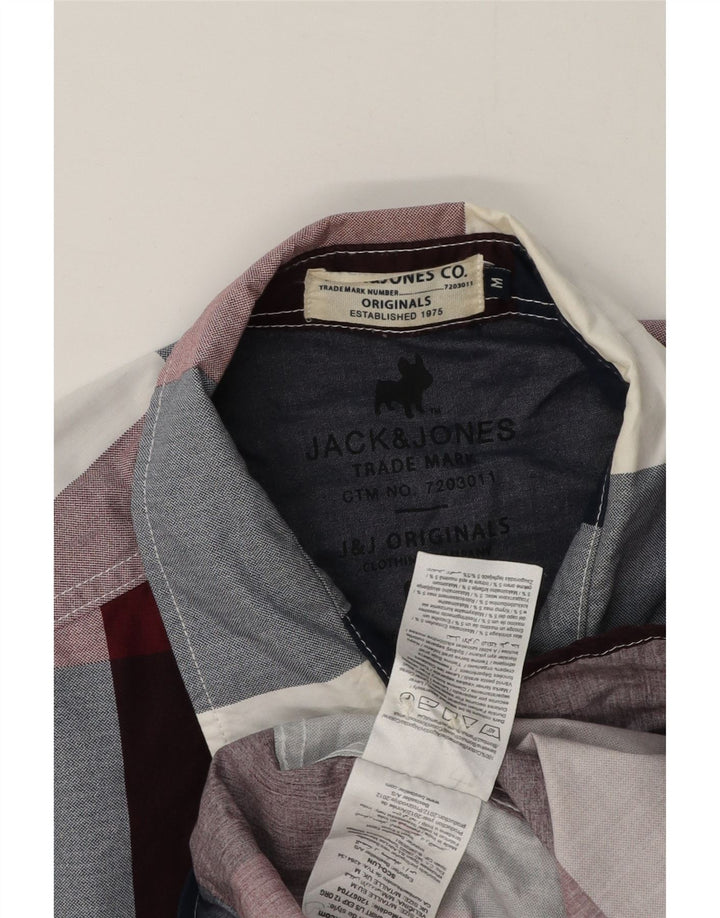 Camisa Jack & Jones Hombre Algodón Vichy Burdeos Medio