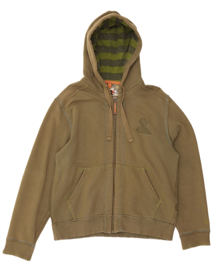 Sudadera con capucha y cremallera para hombre Fat Face Algodón caqui grande