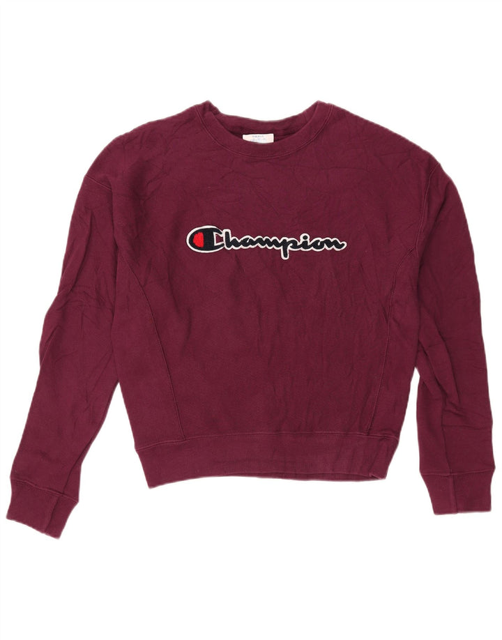 CHAMPION Sudadera de gran tamaño con gráfico para mujer UK 10 Small Borgoña