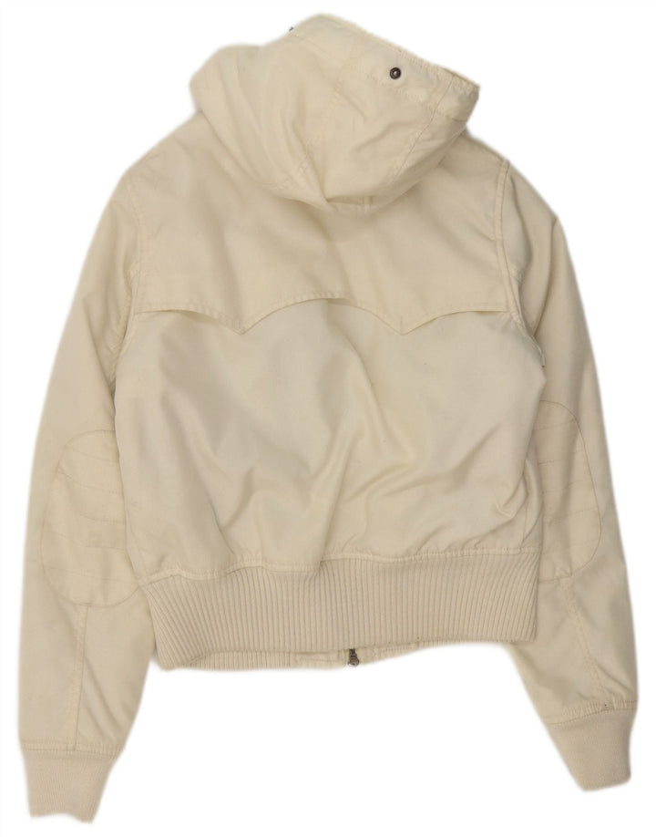 Woolrich Chaqueta Bomber Acolchada Con Capucha Para Mujer UK 14 Medium Off White Nylon