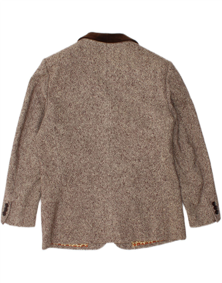 VINTAGE Womens 3 Button Blazer Jacket UK 14 Medium Brown Flecked Vintage Vintage and Second-Hand Vintage from Messina Hembry 