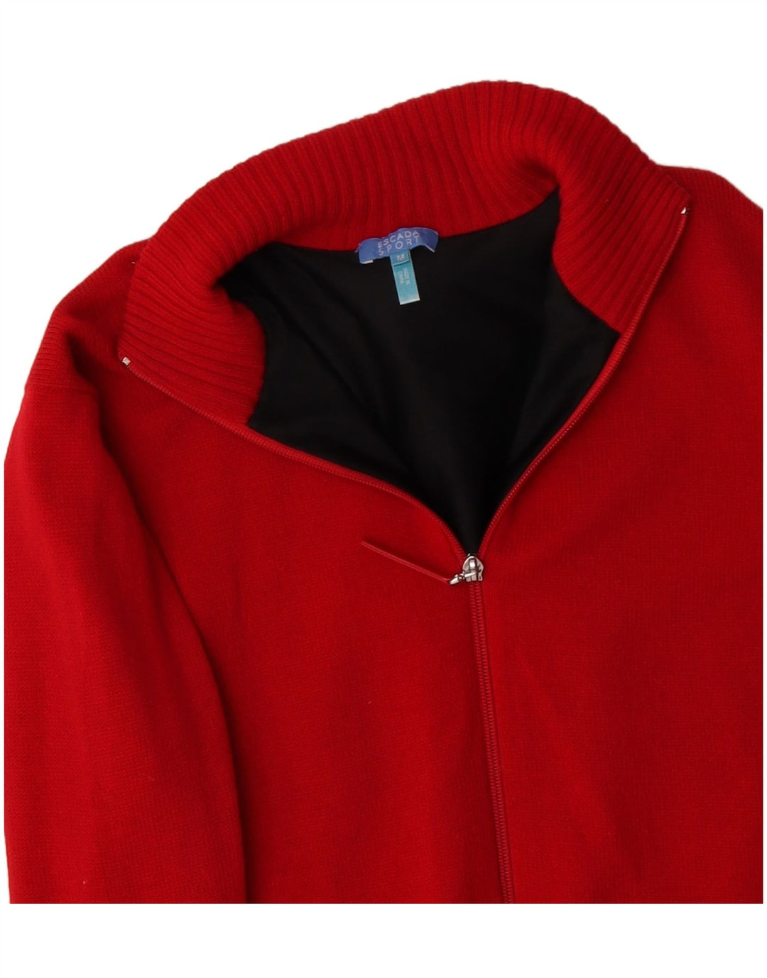 ESCADA Suéter tipo cárdigan para mujer UK 40 Lana merino con bloques de color rojo mediano