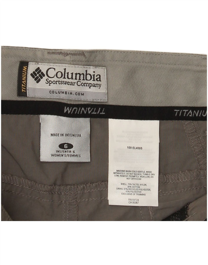 Columbia Pantalones cortos cargo de titanio para mujer US 6 Medium W32 Grey Tactel