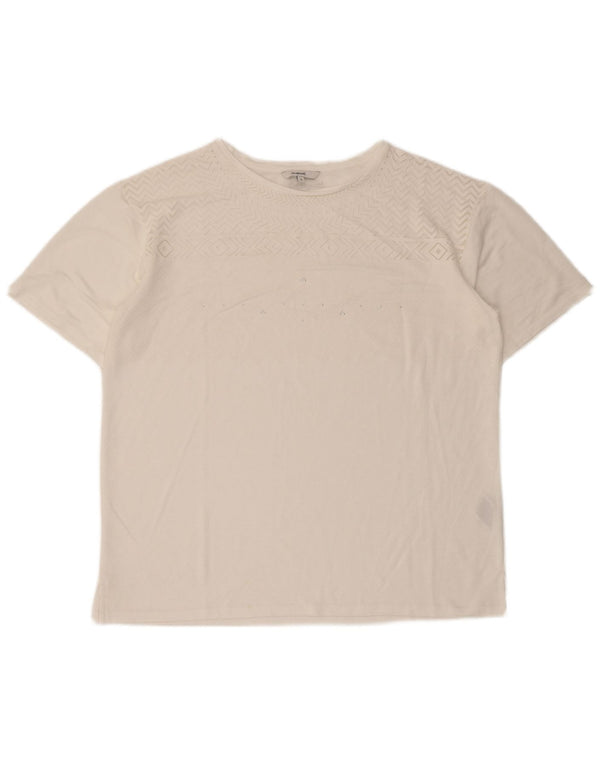 Desigual - Camiseta para mujer, talla 40, talla grande, viscosa geométrica blanca