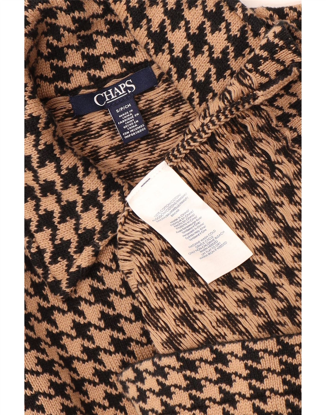 CHAPS Suéter tipo cárdigan para mujer Reino Unido 10 Pequeño algodón de pata de gallo beige