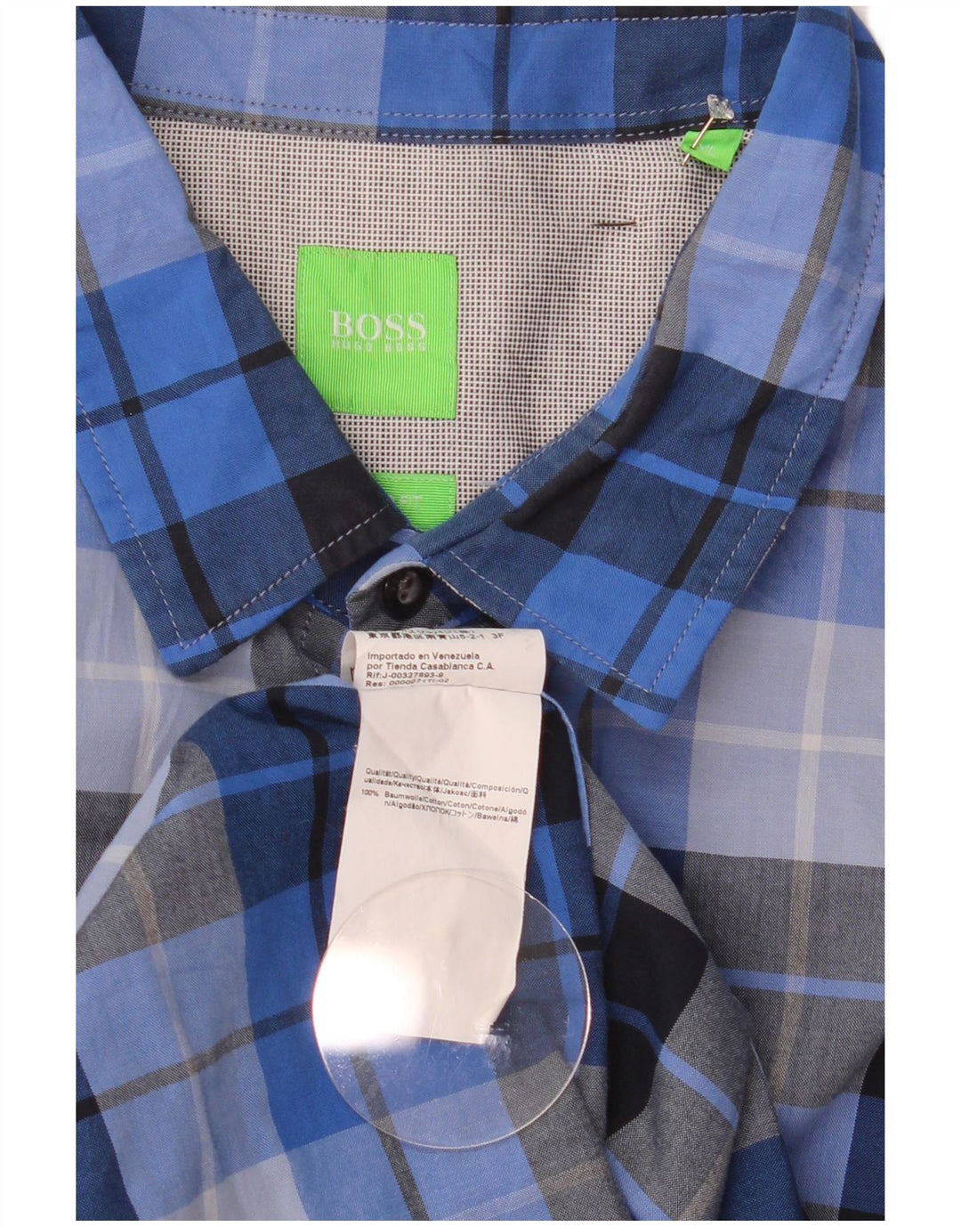 Camisa Hugo Boss Hombre Regular Fit XL Algodón A Cuadros Azul