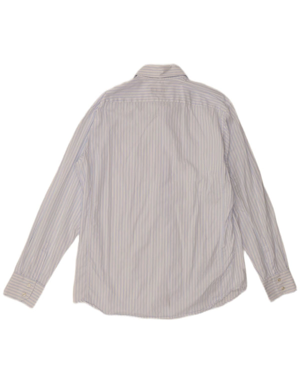 Hugo Boss Camisa para hombre Talla 44 17 1/2 XL Algodón azul a rayas