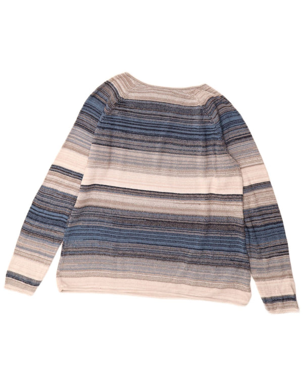 EDDIE BAUER Jersey con cuello en V para mujer UK 40 XL Rayas multicolores