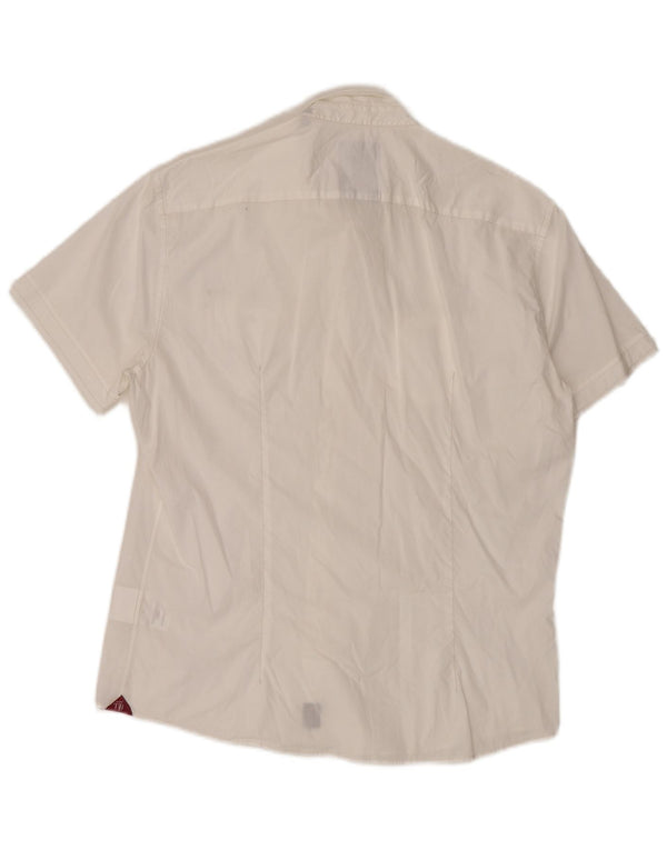 Trussardi Jeans Mens Short Sleeve Shirt Large White Cotton