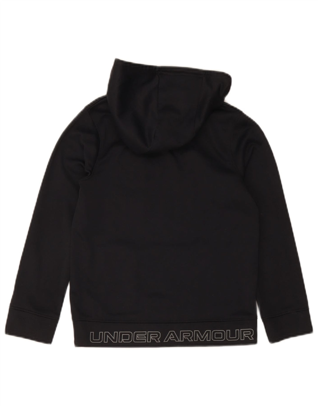 Under Armour Sudadera con capucha gráfica para niños de 7 a 8 años, talla pequeña, poliéster negro
